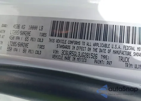 2018 Ram 2500 Limited 4X4 6'4 Box из США, поврежденный, VIN 3C6UR5GL3JG281526